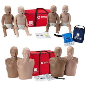 Prestan Adult & Infant CPR Manikin 4-Pack with AED Trainer Set